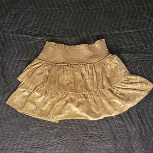 Aerie gold velvet ruffle skirt
